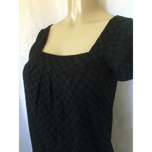 VINCE Dress Black Eyelet Square Neck Babydoll 4 S - Picture 3 of 6